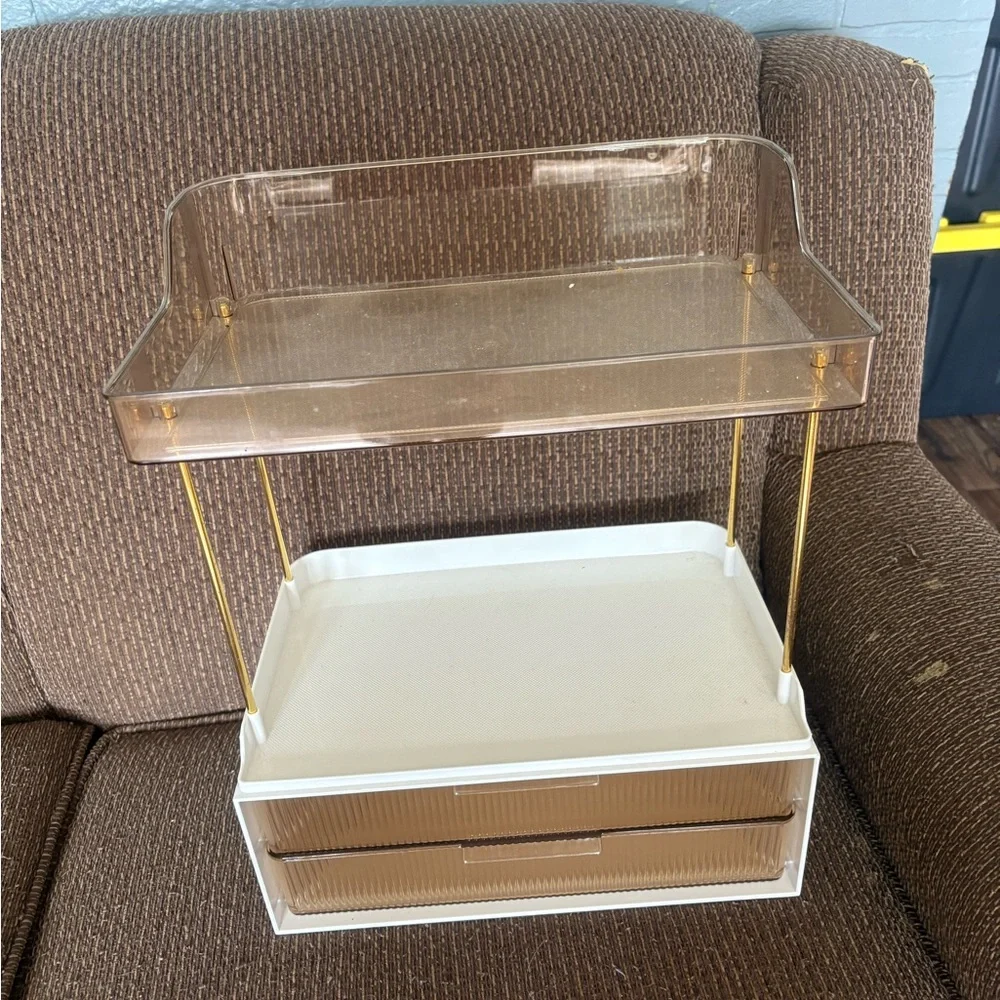 Elegant White and Brown Storage Organizer